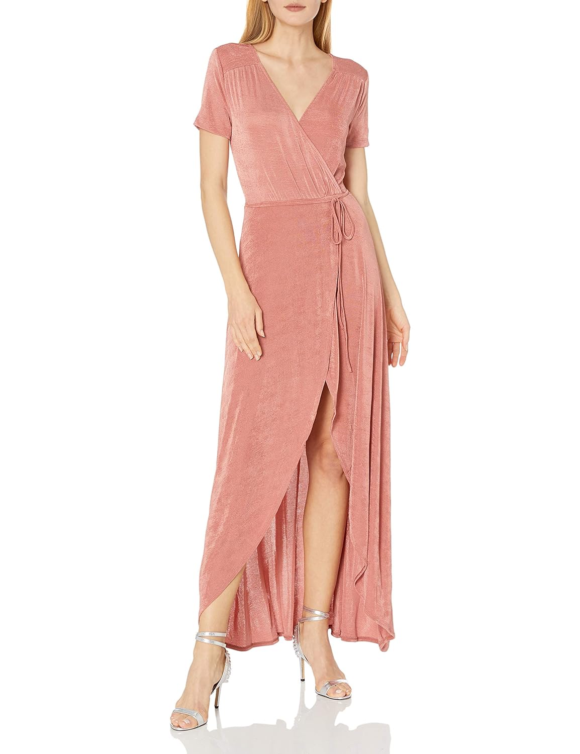 joa satin wrap dress