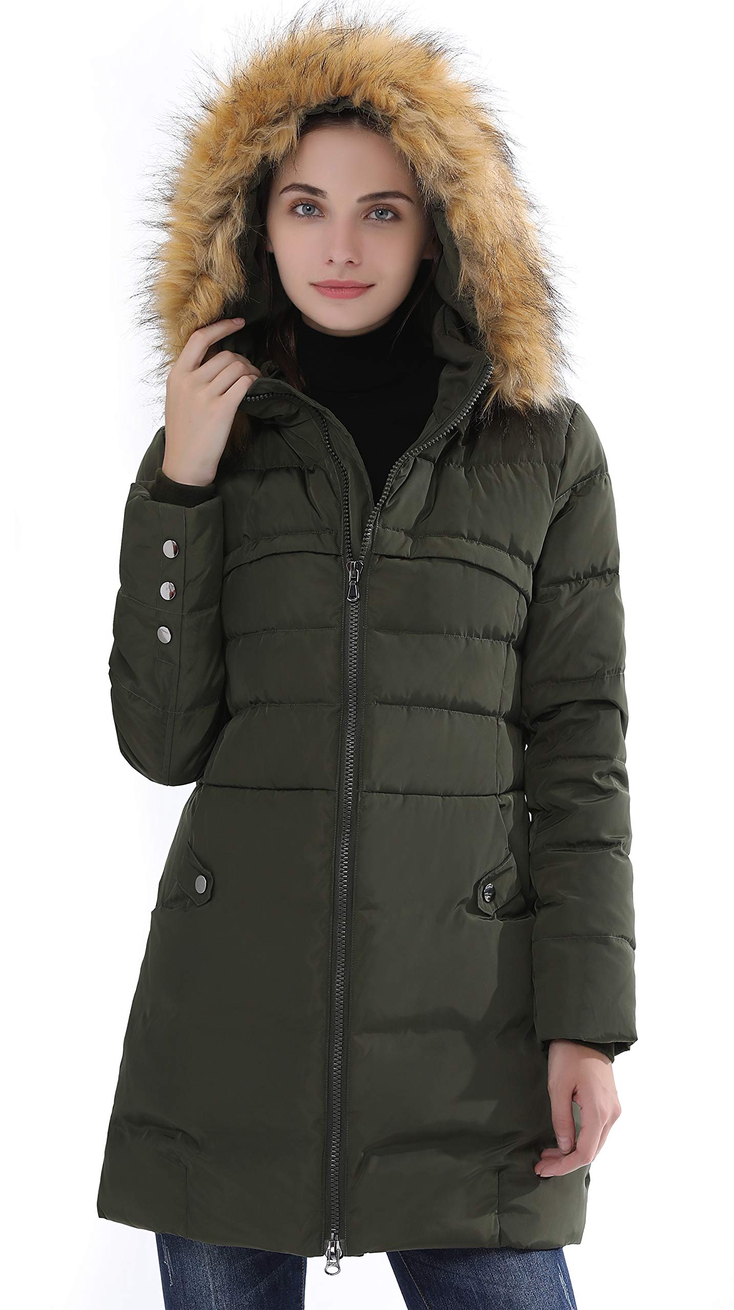Epsion Women's Hooded Thickened Long Down Jacket Winter Down Parka