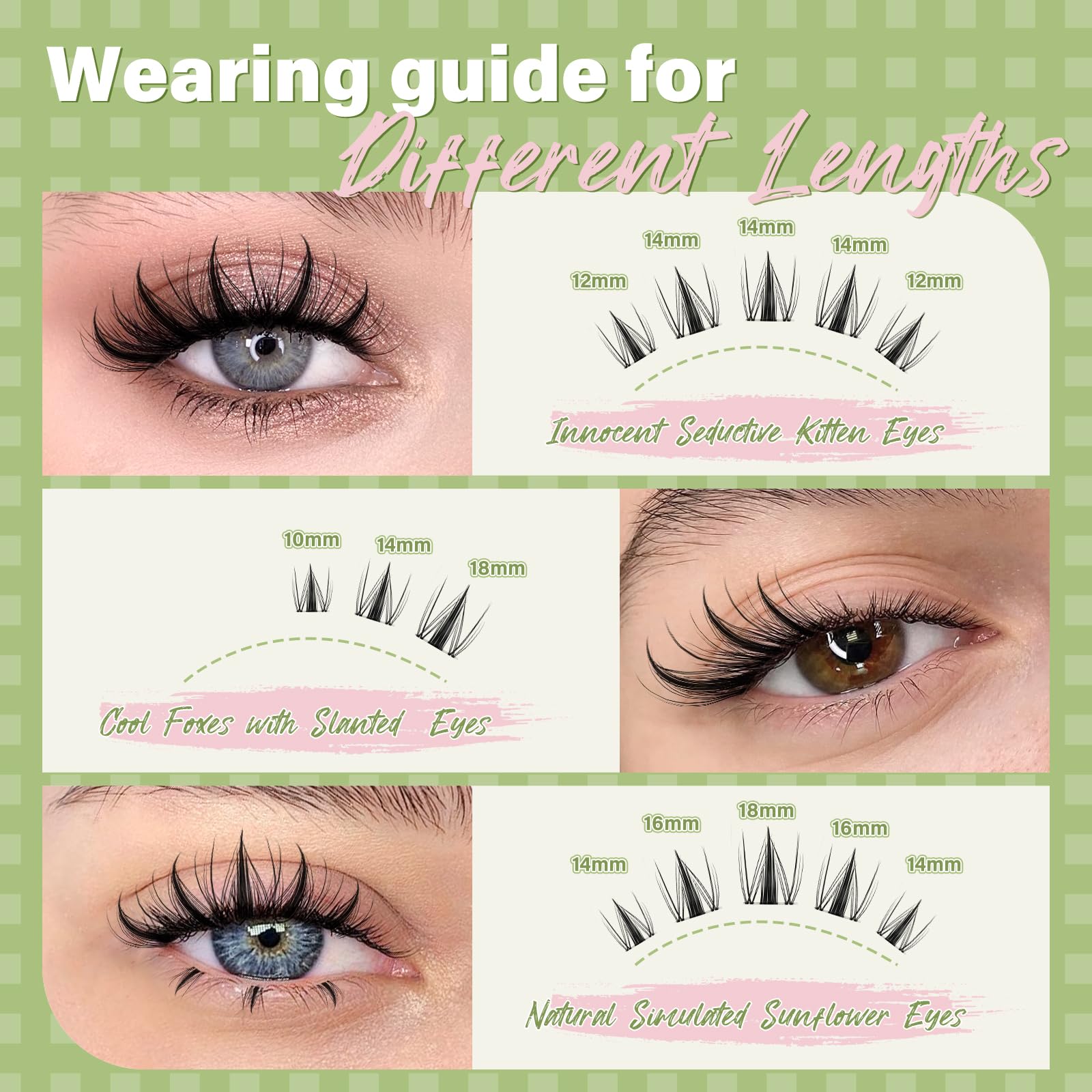 KEYYOU Fairy Lash Clusters Kit, Manga Eyelash Extension Kit at Home, D Curl, Wispy Natural Invisible Band Lash with Waterproof DIY, Fairy-D-8-18MIX, 144 pcs