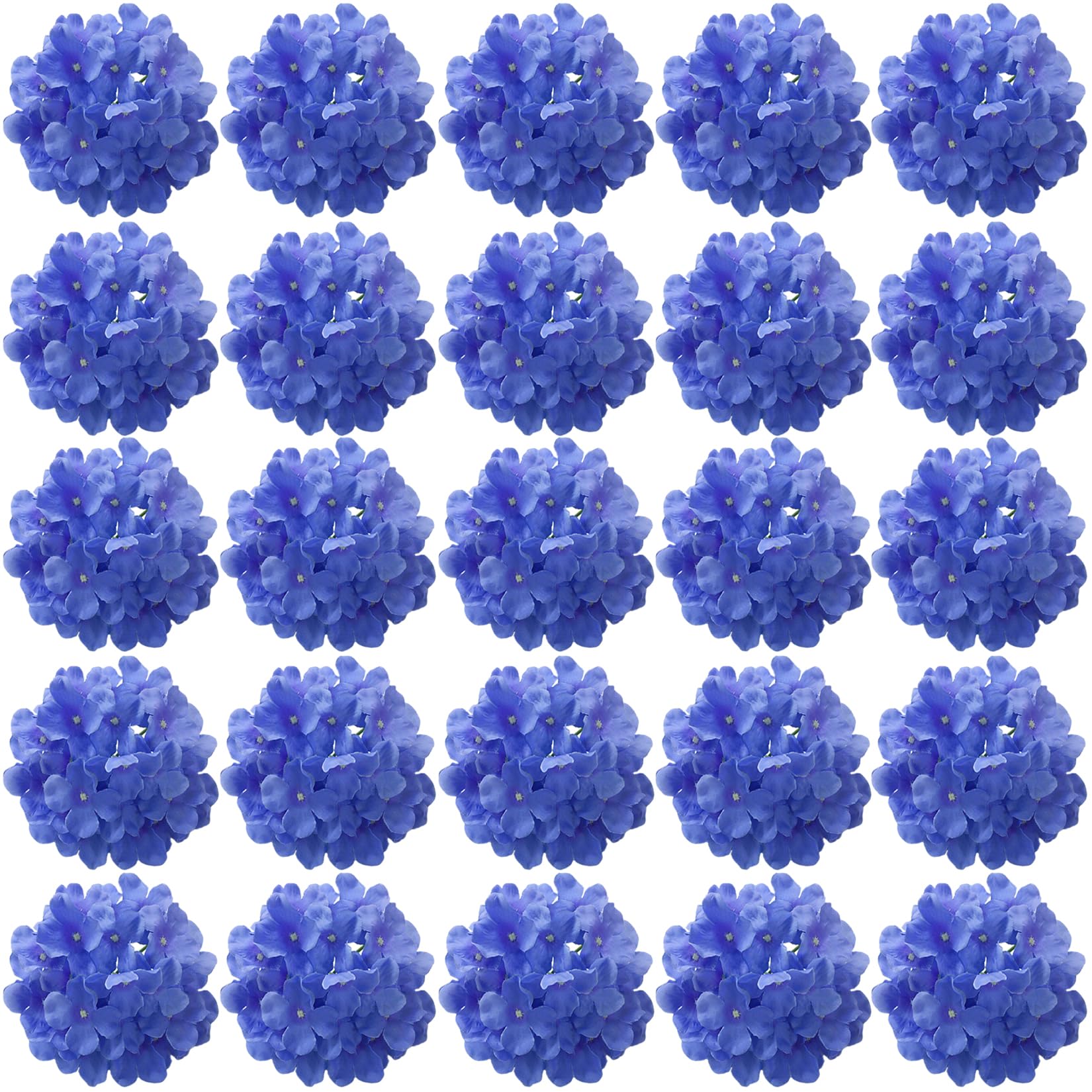 FagusHome 30 Pcs Silk Hydrangea Heads Artificial Flowers Heads and Stems Fake Hydrangea Flowers for Home Wedding Decor (Bright Blue)