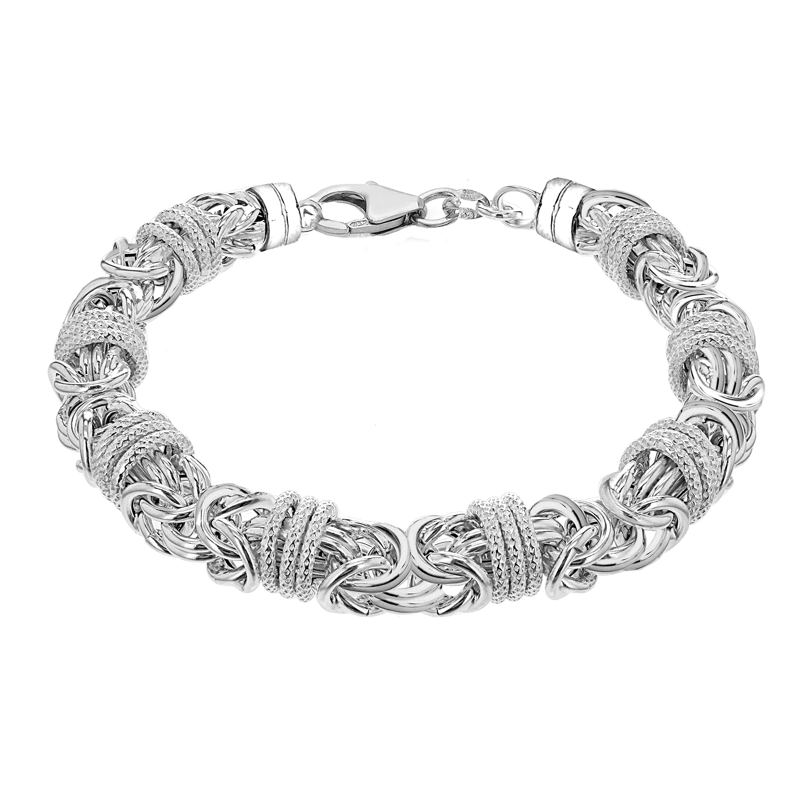 Tuscany Silver Unisex Sterling Silver Chunky Byzantine and Rings Bracelet of Length 21cm