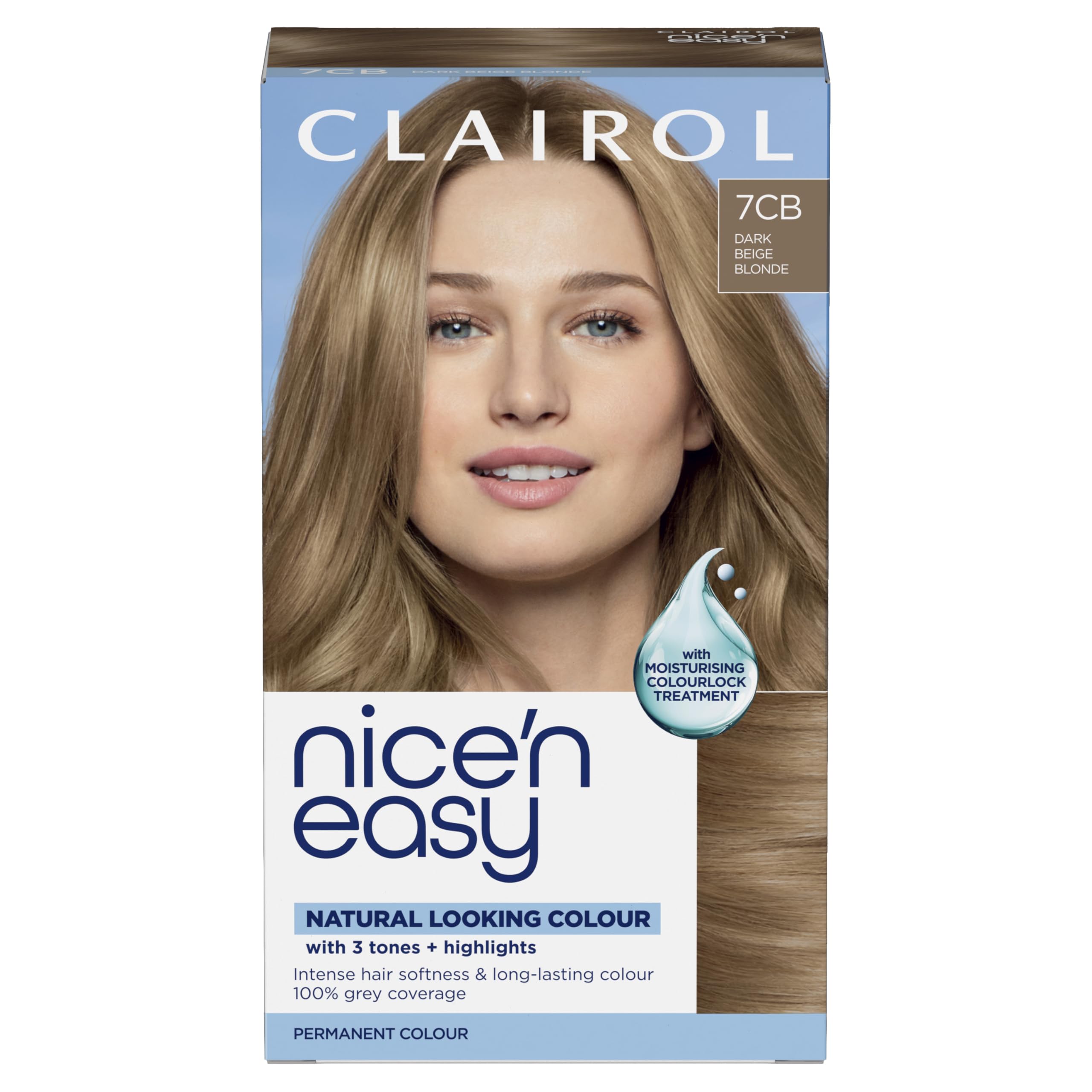 Clairol Nice'n Easy Crème, Natural Looking Oil Infused Permanent Hair Dye, 7CB Cool Beige Blonde, New Name Same Shade