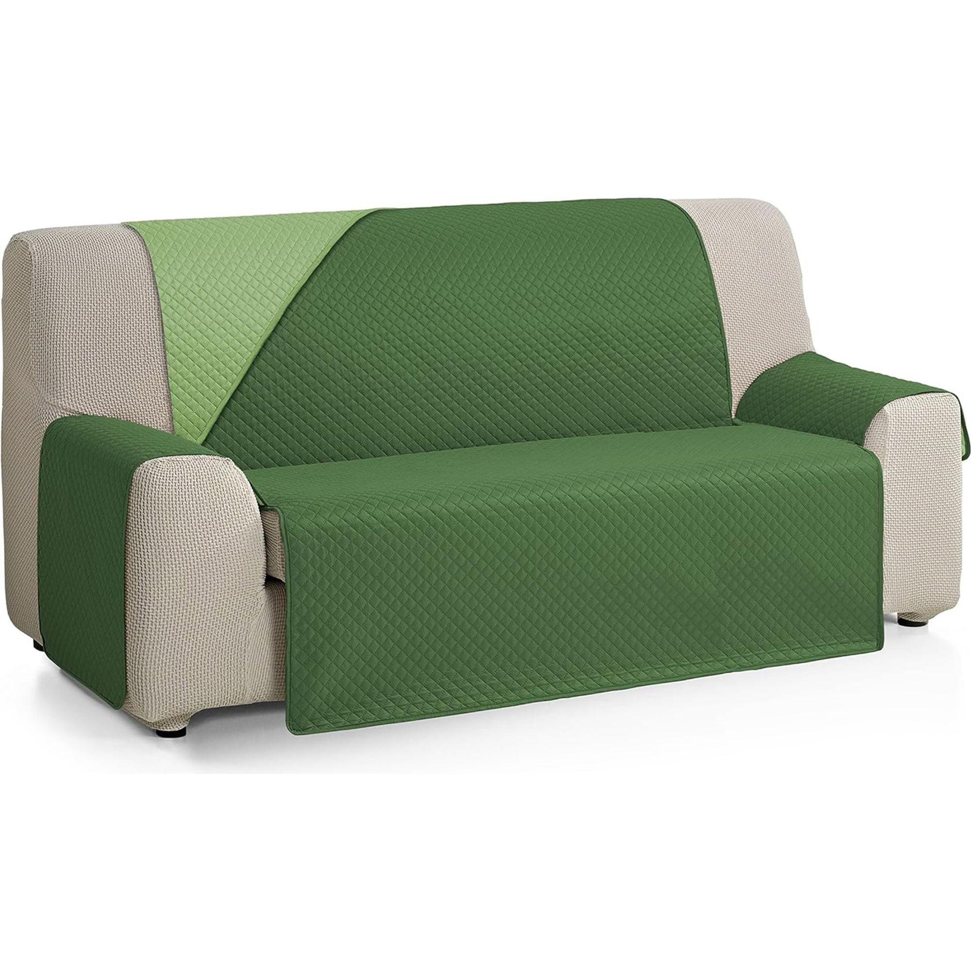 ECOMMERC3 | Reversible Sofa Cover for 2 Seater Sofa - Extra Soft Touch and Maximum Coupling Sofa Cover - Green/Bottle