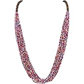 Bocar Long Multiple Row Handmade Beaded Statement 33" Necklace for Women with Gift Box