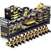 Frizoky 52'' Heavy Duty Power Tool Organizer Rack | 660lbs Capacity 4-Tier Wall Mount Garage Storage Shelf | Adjustable Pegboard Tool Storage for Workshop, Garage, and DIY Enthusiasts