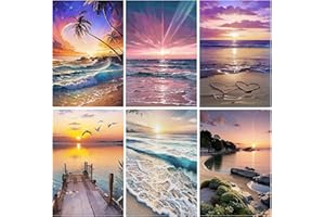 DOTSOPS Diamond Painting Kits Art Adults Painting Kit Crafts DIY 5D Diamond Art Packs Kits Full for Adults Beginner Home Wall Decoration Gift 11.8x15.7 Inches (6 Pack Beach)