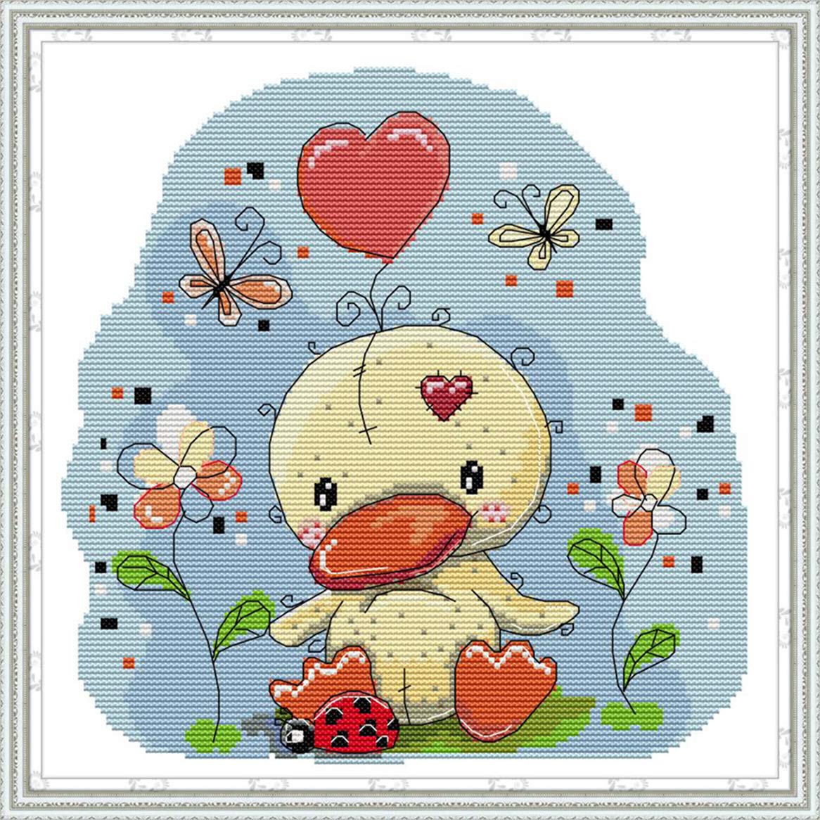 Lovethefamily Cartoon Anime Little Yellow Duck 39 39cm Cross Stitch Stamped Kits For Beginners 11ct 3 Strands Diy Handmade Needlework Set Cross Stitching Stamped Patterns Embroidery Frameless Amazon In Home Kitchen