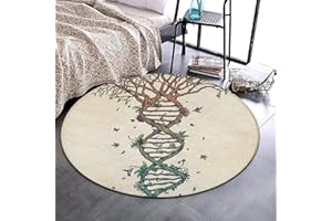 SWEET TANG Soft Round Area Rug Play Mat Circle Floor Mat Carpet Mat for Bedroom Living Room Nursery Decor, 3ft Diameter, DNA Tree of Life