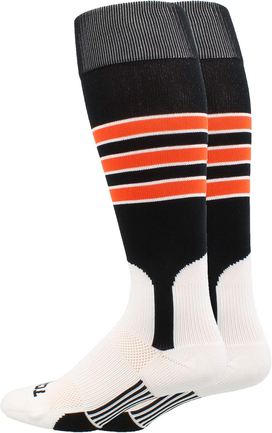 TCK Baseball Stirrup Socks Pattern D (Black/White/Orange, XLarge