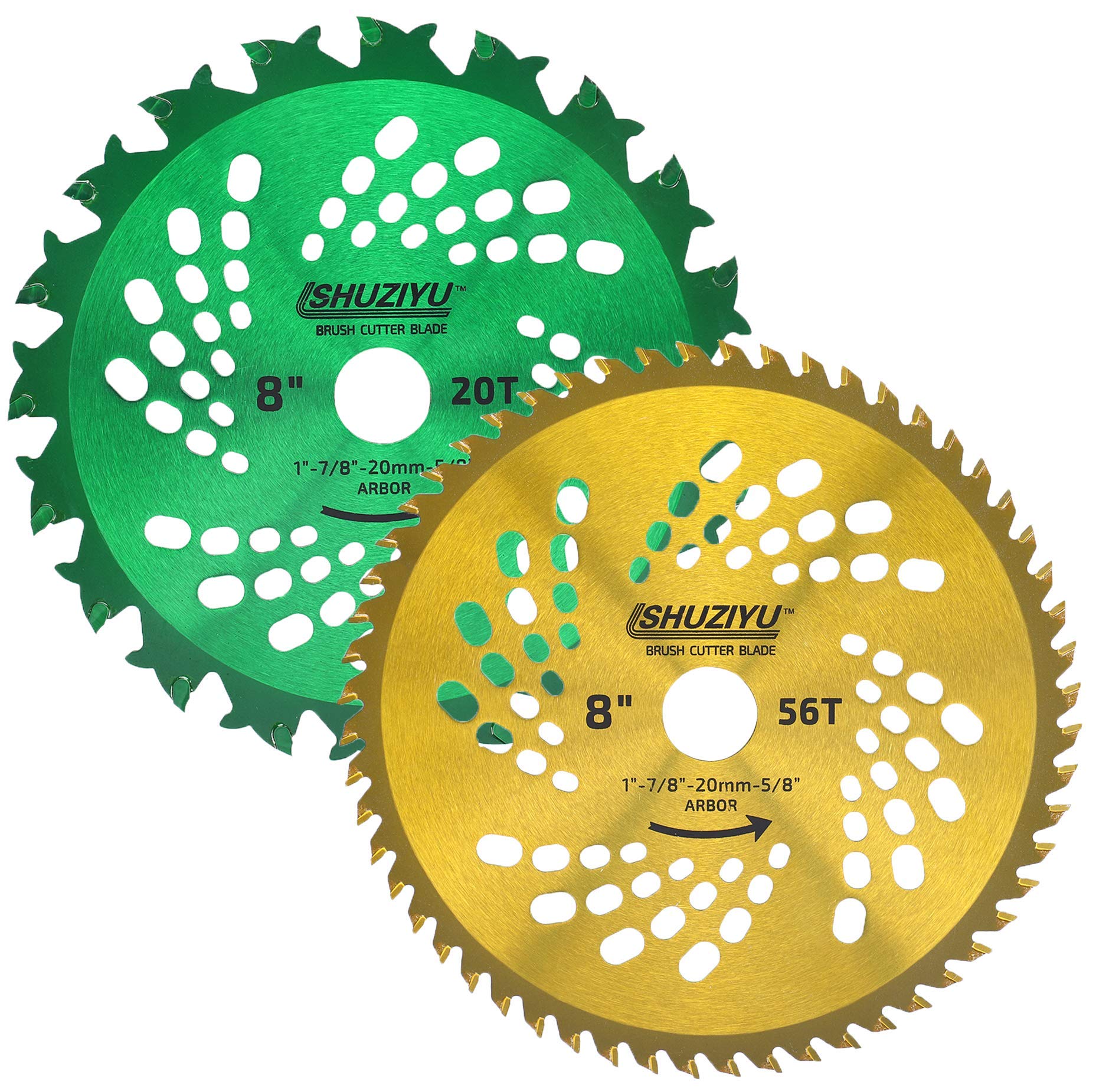 LSHUZIYU, 205mm-20T-56T, 2pcs-Set. Arbor 25.4mm with 22.23-20-16mm Washer, Carbide Tip, Brush Cutter Blade, Trimmer Weed Blade. โ image 1