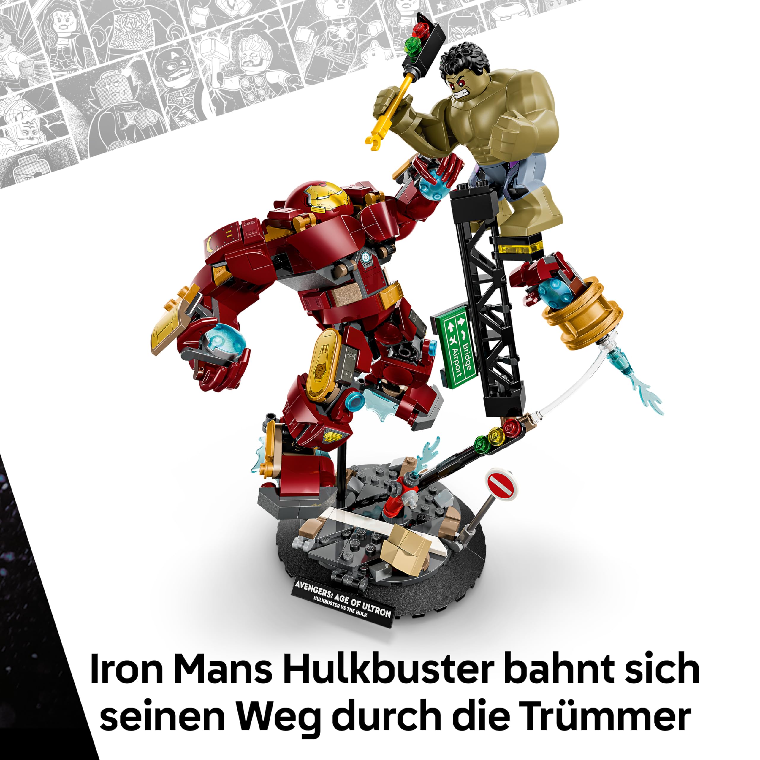 LEGO | Marvel Duell der Giganten: Hulkbuster vs. Hulk - Superhelden Spielzeug mit Actionfigur und 2 Minifiguren, darunter Iron Man - Avengers Geschenk für Jungen ab 9 Jahren, Mädchen und Fans - 76343 4