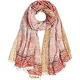 QIUTIMIY Lightweight Scarves Floral Cotton Scarf for Women Fashion Shawl Wraps Thin Fall Winter Neck Scarves