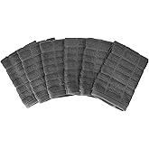 All Clad Premium Solid Dish Cloth Set: Highly Absorbent, Super Soft - 100% Turkish Cotton Terry Looped, 13"x14" Dish Towels for Cleaning & Drying Dishes, Pans, Glassware, or Counters, 6-Pack, Pewter