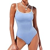 ANRABESS Women One Piece Swimsuit Backless Full Coverage Ribbed Adjustable Strap Bathing Suit Beach Vacation Clothes Swimwear