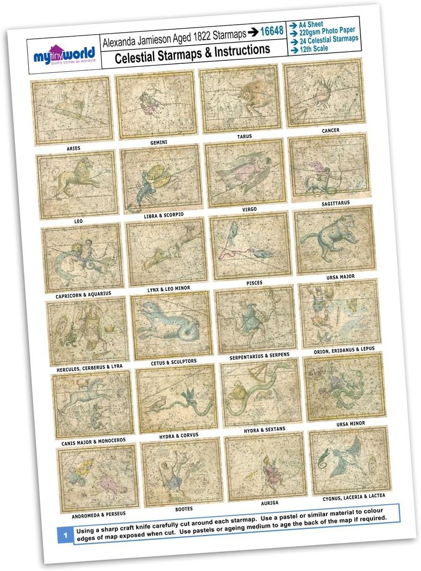 MyTinyWorld Dolls House Complete Set Star Maps 1800s A4 Value Sheet - Image 3