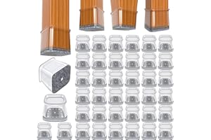 BUMACO Chair Leg Floor Protectors Square Chair Leg Protectors for Hardwood Floors 40Pcs Silicone Covers to Protect Floors Square (Clear-XL Fit 1.5"-2.2")