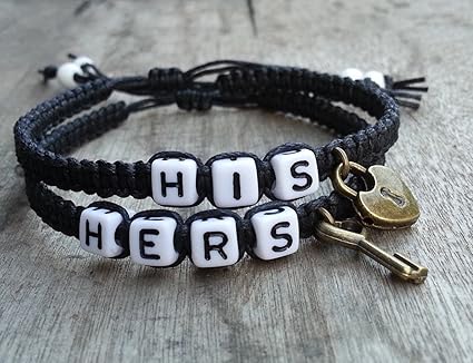Amazon Com Boyfriend And Girlfriend Bracelet His Lock Her Key Bracelet Couple Bracelet Anniversary Gift Arts Crafts Sewing