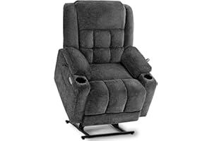 EONIX Dual Motor Lay Flat Power Lift Recliner Chair for Elderly, Electric Recliner Lift Chair for Adults with Heat and Massag