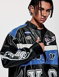 Vamtac Leather Racing Varsity Jackets Oversized