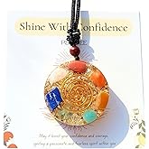 Orgone Pendant Necklace for Confidence & Courage – Healing Crystal Necklace with 7 Chakra Stones, Copper Wire Energy Protection, Spiritual Orgonite Jewelry for Men & Women