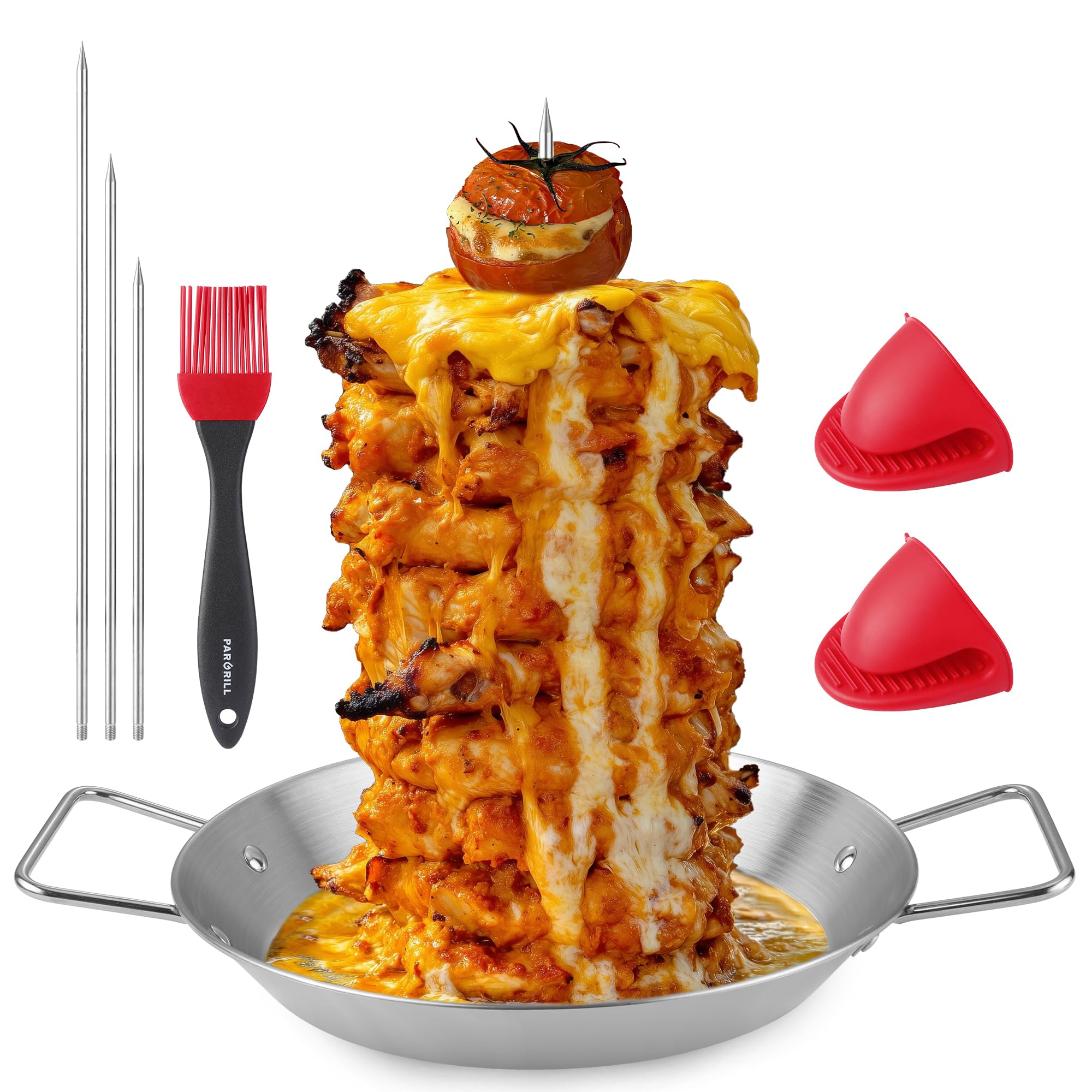 Photo 1 of Al Pastor Skewer for Grill Stainless Steel Shawarma Skewer Stand with 3 Spikes (8"/10"/12"),Brush & Anti-scalding Fittings for BBQ Grill Oven