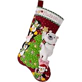 Bucilla Felt Applique 18" Stocking Making Kit, Arctic Tree Trimmers, Perfect for DIY Arts and Crafts, 89741E