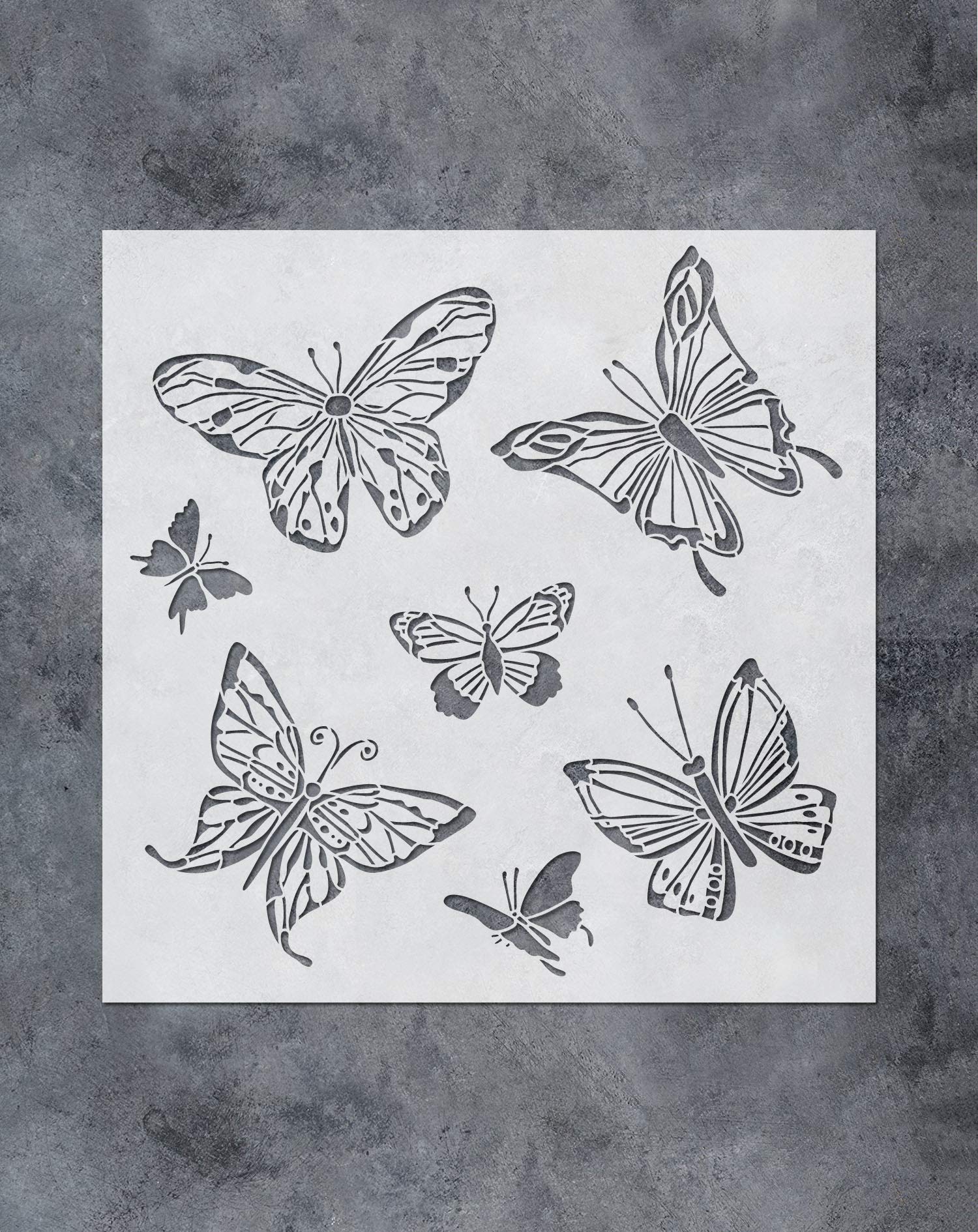 GSS Designs Butterfly Stencil - Butterflies Stencils Template for Painting on Wall Canvas Furniture Floor Fabric(12x12Inch) - Reusable DIY Wall Art Stencil (SL-082)