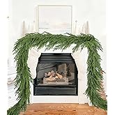 Lvydec Christmas Norfolk Pine Garlands, Real Touch Artificial Pine Garlands Greenery Faux Cedar Garland for Mantle Table Holiday Fireplace Winter Decor (Light Green, 6ft)