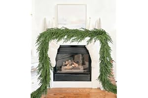 Lvydec Christmas Norfolk Pine Garlands, Real Touch Artificial Pine Garlands Greenery Faux Cedar Garland for Mantle Table Holiday Fireplace Winter Decor (Light Green, 6ft)