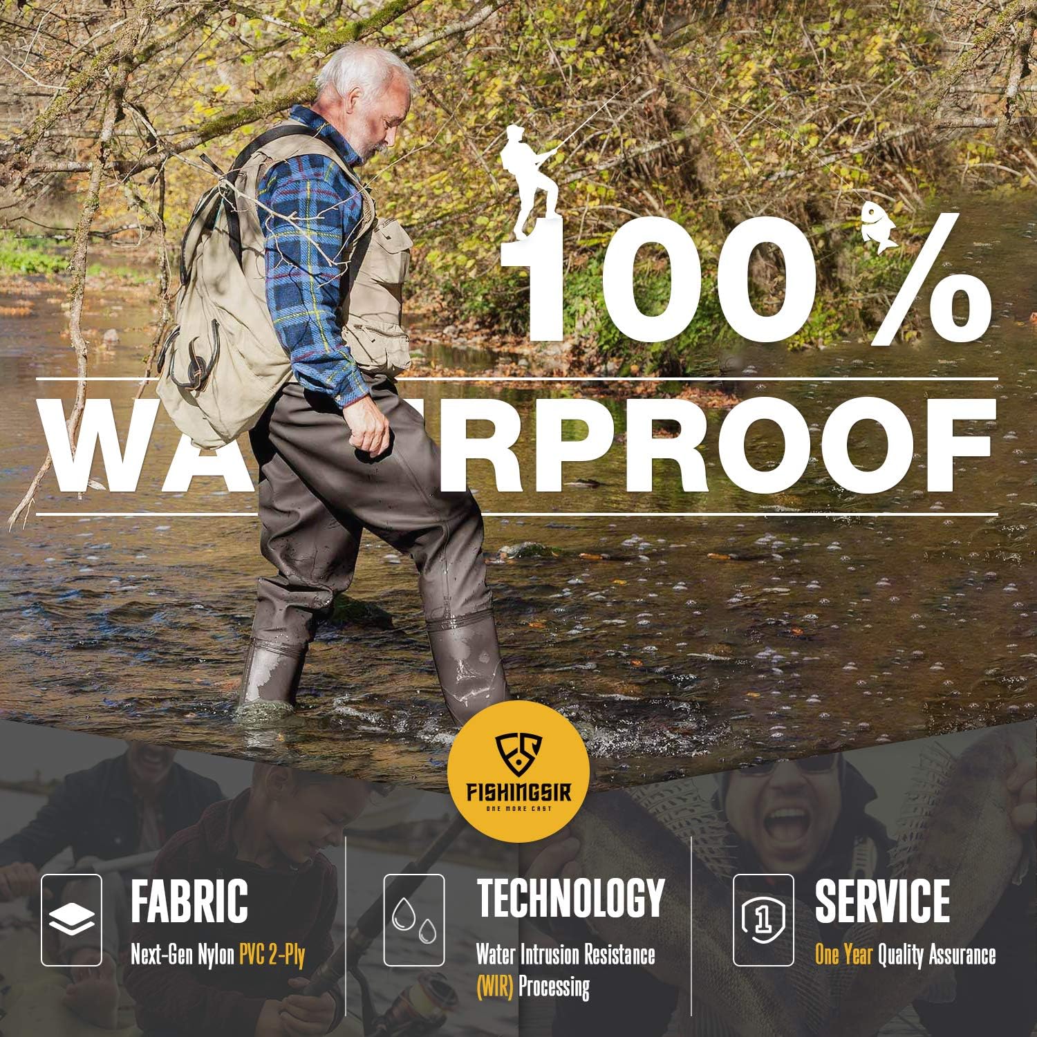 FISHINGSIR Fishing Chest Waders for Men with Boots Mens Womens Hunting Bootfoot Waterproof Nylon and PVC with Wading Belt : Clothing