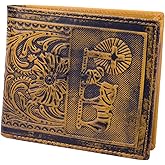 MUXILING Full Grain Leather Wallet for Men RFID-Blocking Bifold Wallet Extra Capacity with 2 ID Windows Slim Billfold with 8 Card Slots Gift for Men(Praying, Brown)