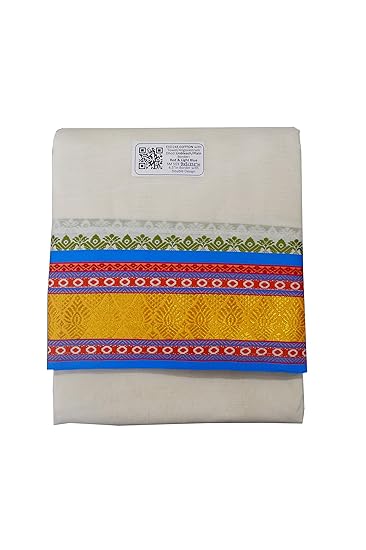 EXD248 Men's Traditional Jacquard Dhoti Of Flower Pot Deisgn With Small Borders Above