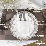 Jebblas Disposable White Napkins with Built-in Flatware Pocket, 150 Count view 3