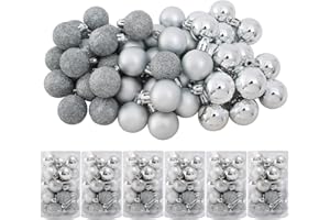 TKYGU 144 PCS /6 Set Christmas Ball Shatterproof Ornaments Small Christmas Decorations Tree Balls for Holiday Wedding Party Decoration, Tree Ornaments 1.18 Inch(Silver)