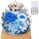 Valentines Day Rose Gifts for Her Birthday Gift for Women Mom Flowers for Delivery Preserved Flowers Forever Eternal Rose in Glass Dome with Scented Valentine Gifts for Daughter Wife Girlfriend, Blue