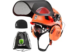 GREEN DEVIL Forestry Safety Helmet Arborist Helmet Chainsaw Hard Hat with Built-in Visor Mesh Face Shield Ear Muffs and Helme