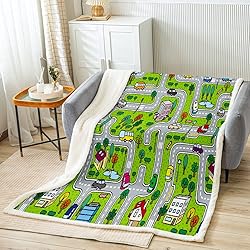 Throw 50"x60" Playing Car Fuzzy Blanket Road and