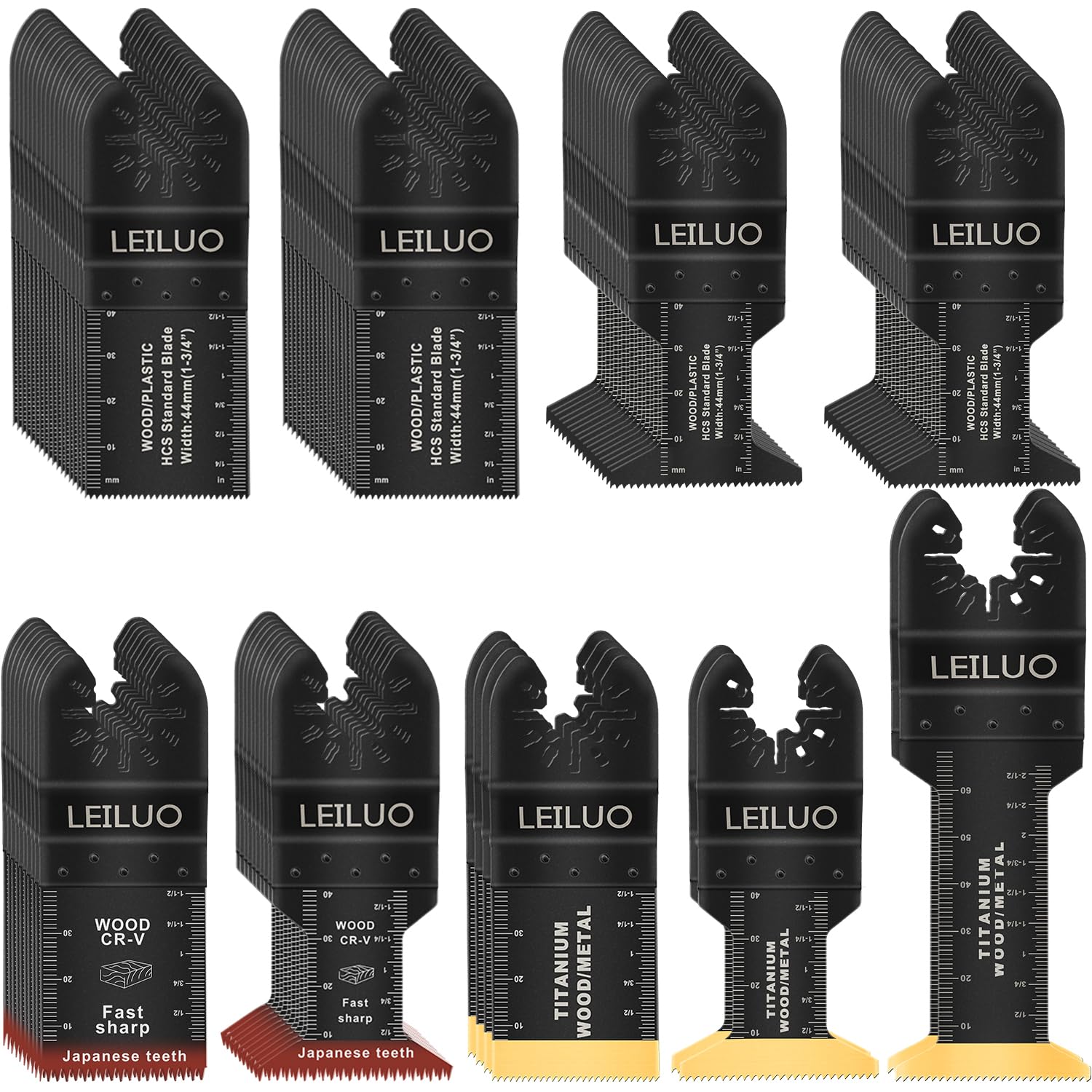 LEILUO 96 Pcs Multi Tool Accessories Kits for Wood Nails Drywall Cutting Universal Oscillating Saw Attachments Accessories with Storage Bag Compatible with DeWalt Makita Dremel and More