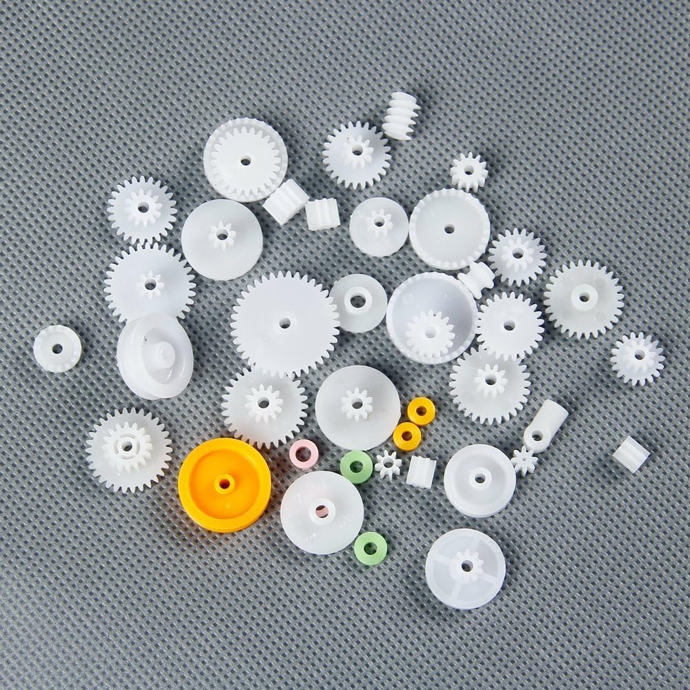 ANGEEK Gear Transmission Set 75pcs Plastic Gears Wire Robot Parts Rack Pulley Belt Worm Crown Shaft Car Toy Models Accessories DIY - Image 4