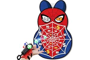 Jupswan Spider Dart Board Games Toys for Kids - Fun Carnival Birthday Gifts with Web Shooter & 12 Velcro Sticky Balls Indoor Outdoor Party Activity for 3+ Years Old Boys Teens Adults