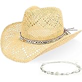 Women's Western Cowgirl Hat Men's Cowboy Hat Straw Cowboy Hat Woven Sun Hat Western HatUnique Two Decorative Bands