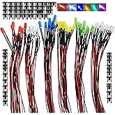 Ltvystore 60Pcs 3MM 3Volt Prewired LED Diode 6 Colors LED Lamp Light Bulb Emitting Diodes + 60Pcs 3mm LED Clip Holder Panel Mount Black