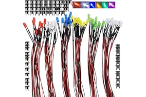 Ltvystore 60Pcs 3MM 3Volt Prewired LED Diode 6 Colors LED Lamp Light Bulb Emitting Diodes + 60Pcs 3mm LED Clip Holder Panel Mount Black