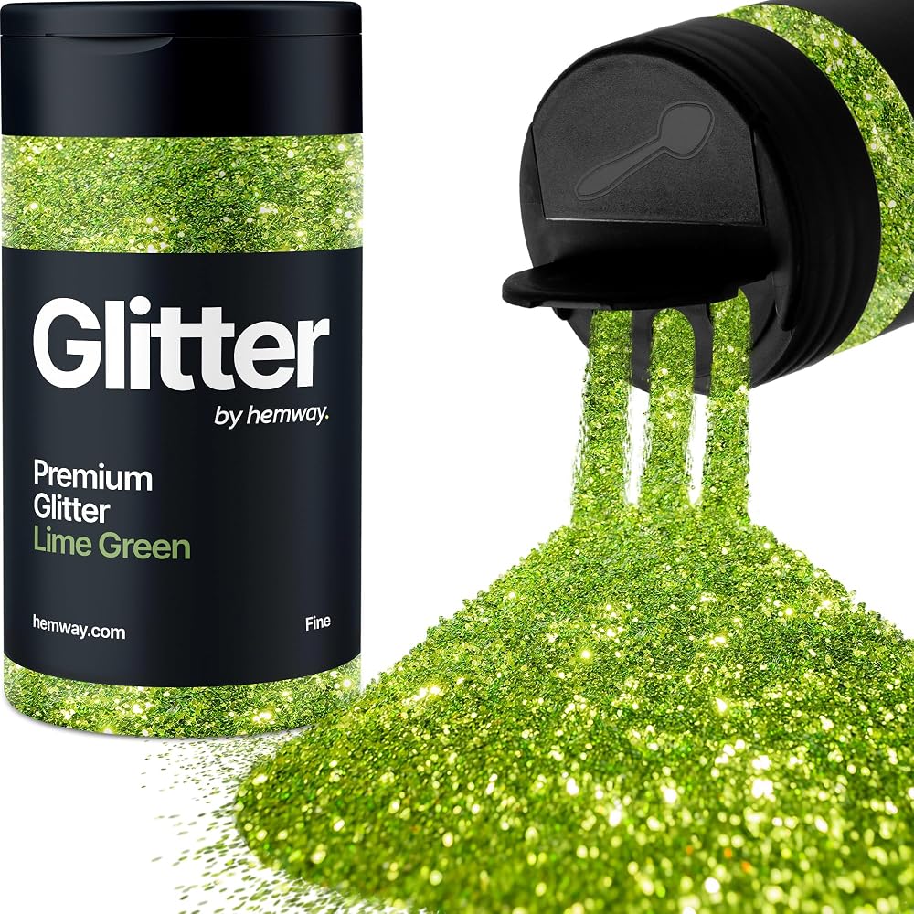 Hemway Lime Green Glitter Shaker 130g Fine Glitter 1/64in Metallic Flake