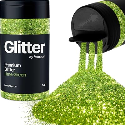 Hemway Lime Green Glitter Shaker 130g Fine Glitter 1/64in Metallic Flake