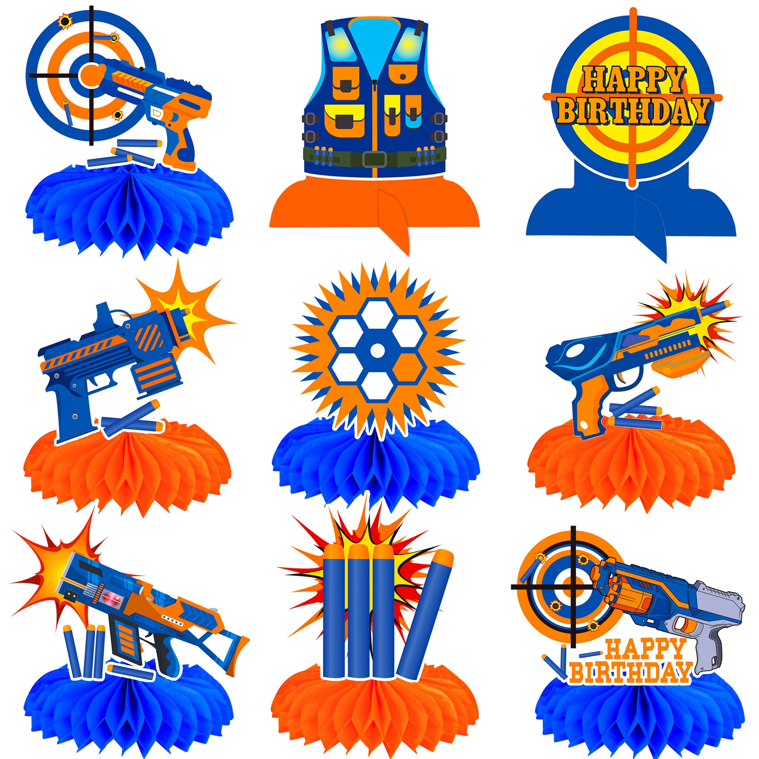 Photo 1 of 12pcs Dart War Party Honeycomb Centerpieces Dart Theme Centerpieces for Table War Party Decorations for Game Dart Party Dart War Theme Birthday Party Baby Shower Supplies