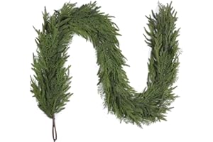 OZFHUA 6FT Christmas Garland for Decoration Home Indoor Outdoor, Realistic Christmas Pine Garland Artificial Real Touch Greenery Cedar Garland Mantel Window Table Holiday Thanksgiving Winter Xmas Décor - 2
