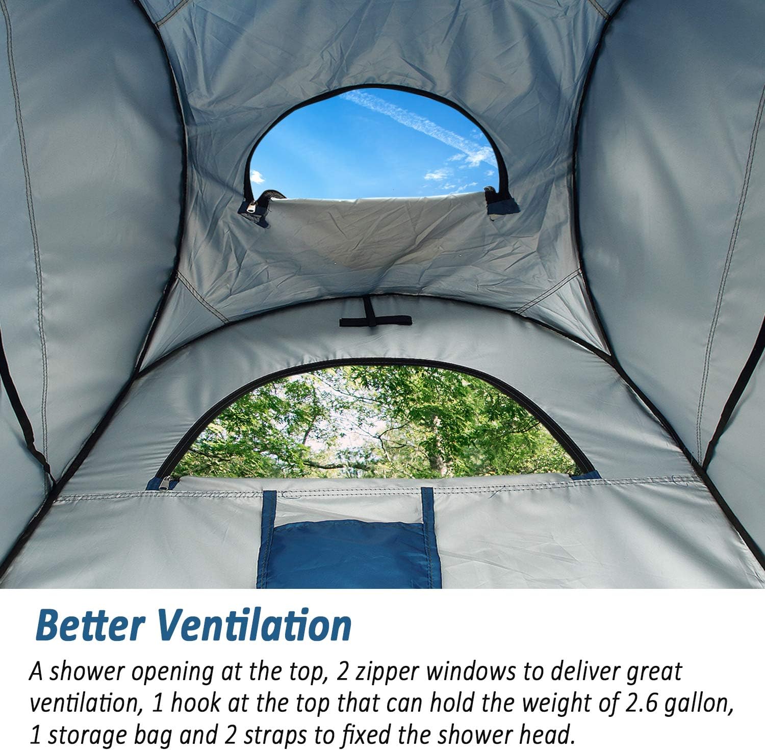 6.9 FT Pop Up Camping Shower Tent, Portable Changing Room Privacy Shelter Tent for Outdoor Camping Toilet with Carrying Bag, Extra Tall - Blue: Sports & Outdoors