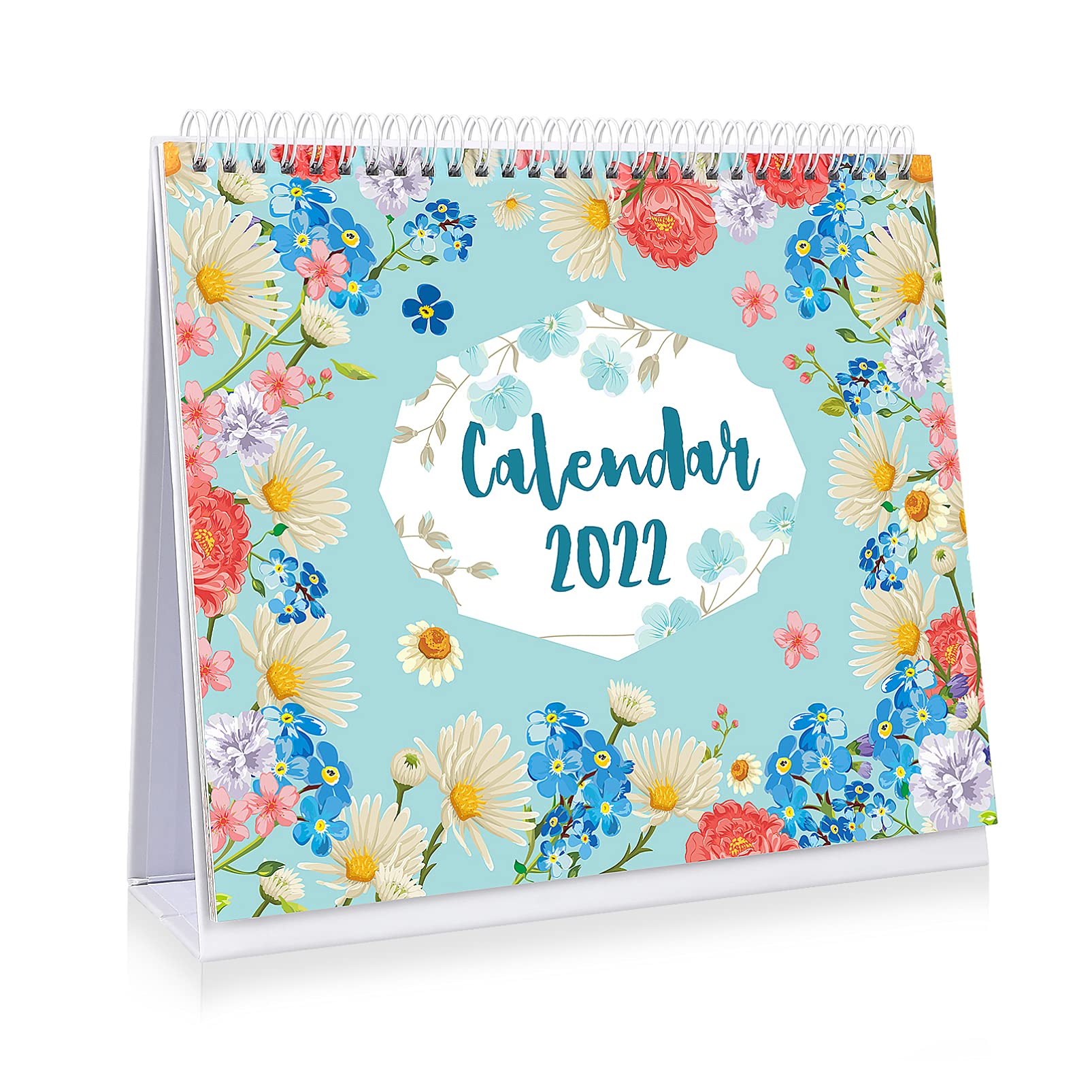 NUOBESTY 2022 Desk Calendar, 2022 Floral Calendar Standing Planner Large 2022 Jan.- Dec Schedule Organiser for Office Home Table Decor