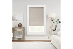 ECLIPSE Drew Noise Reducing Blackout Cordless Lined Window Roman Shade for Living Room, 39 in x 64 in, Linen